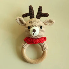 Load image into Gallery viewer, BPA Free Baby Wooden Teether Crochet Rattle Toy for Newborns
