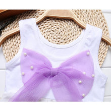Load image into Gallery viewer, Luxury Summer Fashion Purple Stripe Round Neck Sleeveless Chiffon Dresses for baby Girls With Big Bow
