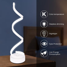 Load image into Gallery viewer, LED Spiral Table Lamp Modern Curved Desk Bedside Lamp Dim able Warm White Light For Living Room And Bedroom
