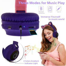 Load image into Gallery viewer, KIds Luxury Interesting Stevvex Portable Headset Wireless Bluetooth folding Headphones Headset Audio Adjustable Game Earphones With Microphone For PC phone (Pink)
