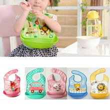Load image into Gallery viewer, Baby Waterproof Silicone Bibs Burp Cloths Washable Roll Up Crumb Catcher Feeding Bib
