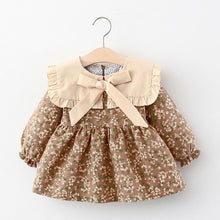 Load image into Gallery viewer, Modern Retro Girl Dress  For Winter Newborn Infant Dress Fashion Cute Cotton Floral Bow baby Party Dress
