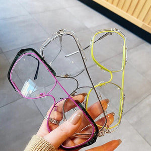 Oversized Sunglasses Women Fashion Sun Glasses For Women Brand Designer Vintage Glasses Men Square Sunglasses Men Metal Eyewear