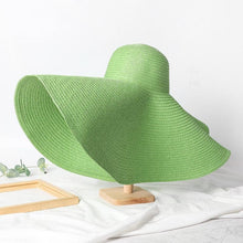Load image into Gallery viewer, Summer Large Wide Brim Foldable Sun Hats For Women Foldable Sun Hat Wide Brim Summer Straw Floppy Beach Hat Oversized Sun Hat Modern Travel Straw Hat Fashionable Lady UV Protection Beach Hat 54-57cm
