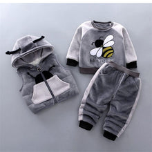 Load image into Gallery viewer, Modern Fashion Cotton Thick Warm Casual Hooded Sweater Cartoon Cute Bear Three-piece Suit For Baby Boy &amp; Girl
