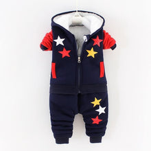 Load image into Gallery viewer, Modern Fashion Cotton Thick Warm Casual Hooded Sweater Cartoon Cute Bear Three-piece Suit For Baby Boy &amp; Girl
