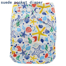 Load image into Gallery viewer, Newborn Cloth Diaper Sewed in Charcoal Bamboo Insert and Suede Pocket Diapers Waterproof Baby Nappies Design for Baby
