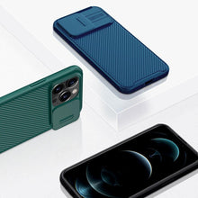 Load image into Gallery viewer, Super Hard Back Soft Shock Absorb Cover for iPhone 13 Pro Max Case Slide Camera Business Black Elegant Back Cover for iPhone 13 Mini 13 Pro Max Case
