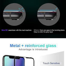 Load image into Gallery viewer, 10D Curved Edge Aluminum Alloy Tempered Glass for iPhone X XS MAX 11 12 Pro Max mini 6 6S 7 8 Plus Full Cover Screen Protector  Titanium Alloy Metal Edge Full Coverage Front Tempered Glass Screen Protector for iPhone

