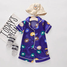 Load image into Gallery viewer, Luxury Modern Children's Pajamas Set Baby Suit Toddler Boys and Girls Ice Silk Satin Cartoon Printing Tops Pants Set Home Wear pajams for Kids
