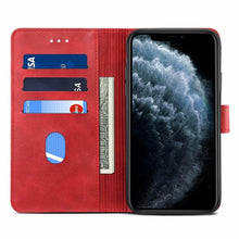 Load image into Gallery viewer, Luxury Red Leather Magnetic Flip Case For Iphone 14 12 13 11 11 Pro Max Xr Xs Max X  Wallet Cover For iphone Leather Wallet Case Card Slots Kickstand Magnetic Buckle Flip Phone Cover
