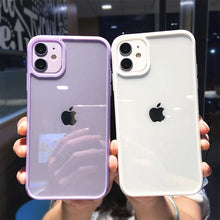 Load image into Gallery viewer, Transparent Shockproof Bumper Phone Case For iPhone 11 12 13 14 Pro Max Mini Cute Candy Color Hard Cover  Luxurious Translucent Case for iPhone
