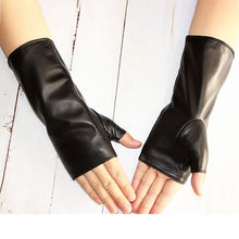 Load image into Gallery viewer, Long Sheepskin Half Finger Gloves Women&#39;s Leather Car Driving Men&#39;s Outdoor Motorcycle Riding Fingerless Sun Protection

