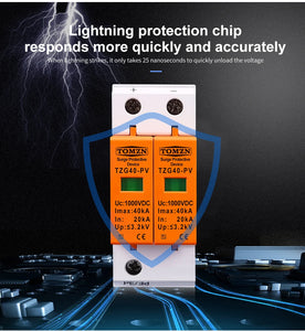TOMZN SPD DC 1000V 800V 600V 500V 20KA~40KA House Surge Protector Protective Low-voltage Arrester Device
