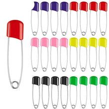Load image into Gallery viewer, 50Pcs Baby Safety Pins Plastic Head Cloth Diaper Pins Stainless Steel Sewing Safety Pins for Quilting Knitting Stitch Markers Stainless Steel Nappy Pins for Quilting Sewing Locking Safety Pins
