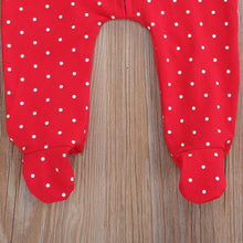 Load image into Gallery viewer, Newborn Baby Boy Girl Long Sleeve Footies Jumpsuit Autumn Polka Dot Zipper Christmas style Romper For Boys And Girls
