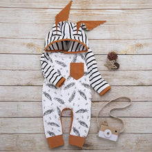 Load image into Gallery viewer, Newborn Baby Clothes Feather Rompers Tops Striped Pants Clothes Outfits Set For Girls And Boys
