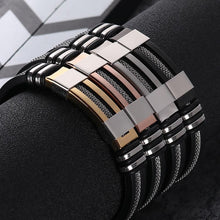 Load image into Gallery viewer, Stainless Steel Silicone Bracelet Men Jewelry Wrist Band Punk Style  Men Rubber Charm Brecelet
