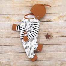 Load image into Gallery viewer, Newborn Baby Clothes Feather Rompers Tops Striped Pants Clothes Outfits Set For Girls And Boys
