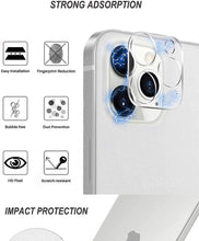 Load image into Gallery viewer, 4Pcs Camera Lens Glass Protector on For iPhone 11 12 13 14 Pro Max Tempered Glass For iPhone 14 Plus 12 13 Mini Camera Protector Ultra Thin Transparent Camera Lens Cover
