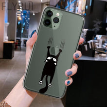 Load image into Gallery viewer, Cute Black Cats Animal Pattern Clear Phone Case For Iphone 11 13 12 Pro Max 7 8 Plus Se 2020 Silicone Protective Design Flexible Slim Soft Transparent Cover
