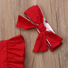 Load image into Gallery viewer, Newborn Baby Girl Clothes Ruffle Backless Cherry Romper  Headband Outfit Baby Girl Summer Clothes In Modern New Style
