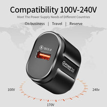 Load image into Gallery viewer, Quick Charge QC 3.0 USB Charger Universal Mobile Phone Charger Wall Fast Charging Adapter
