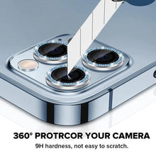 Load image into Gallery viewer, Glitter Diamond Camera Lens Protector For Iphone 13 Pro Max Mini Camera Metal Ring Glass For Iphone 12 11 Pro Max Protective Cap Diamond Glitter Camera Lens Protector On For Iphone
