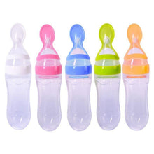 Load image into Gallery viewer, Silicone Baby Bottle With Spoon Food Supplement Bottles Squeeze Spoon Milk Feeding Bottle Cup For Baby and Kids
