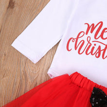 Load image into Gallery viewer, 4Pcs Baby Girls Christmas Dress Set Children Long Sleeve Top  Short Skirt Hair Band And Leg Cover
