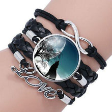 Load image into Gallery viewer, Classic Retro Wolf Head Elegant Bracelet Leather Bangle Luxury Bracelet Jewelry Boho Glass Moon Men Wrap Bangles For Men Women
