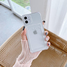 Load image into Gallery viewer, Transparent Wallet Case For iPhone 14 13 12 Pro Max Mini  Shockproof Cover with Card Slots Pockets Slim Fit Thin Protective Soft Shock-Absorbing Lightweight Wallet Case
