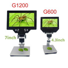 Load image into Gallery viewer, G600 600X electronic USB microscope digital soldering video microscope camera 4.3 inch lcd Endoscope magnifying Camera +LED
