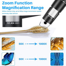 Load image into Gallery viewer, Professional USB Digital Microscope 1000X 1600X 8 LEDs 2MP Electronic Microscope Endoscope Zoom Camera Magnifier+ Lift Stand
