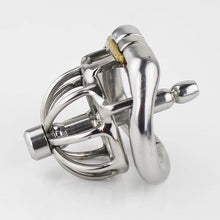 Load image into Gallery viewer, Stainless Steel Stealth Lock Male Chastity Device With Catheter Cock Cage Penis Lock Cock Ring Chastity Belt
