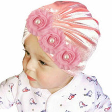 Load image into Gallery viewer, Handmade Baby Accessories Newborn Kids Baby Boy Girl Indian Turban Twist Knot Beanie Hat Pearl Flower Style
