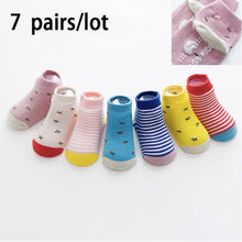 Load image into Gallery viewer, 6 Pairs Cotton Baby 's Non-slip Boat Low Cut Floor Socks With Rubber Grips For Boys &amp; Girls Sock

