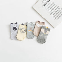 Load image into Gallery viewer, 5 Pairs Thin Combed Cotton Cute Animal Baby Socks Mesh Short Socks For Newborns Boys &amp; Girls
