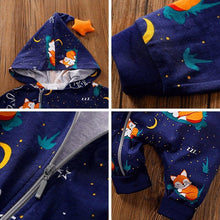 Load image into Gallery viewer, Baby Rompers Warm overalls Cartoon Animals Pattern Hooded Zipper Clothes Jumpsuit For Girls and Boys In Modern Print Design
