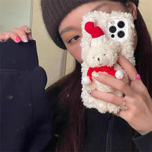 Load image into Gallery viewer, Cute Fluffy Santa 3D Teddy Bear Plush Christmas Case For Iphone 13 12 11 Pro Xs Max X Xr 7 8 Plus Se3 Shockproof Soft Cover  Super Soft Winter Warm Funny Rabbit Ears Faux Fur Plush Fluffy Cover
