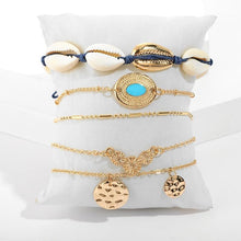 Load image into Gallery viewer, Bohemian Gold Tassel Bracelets For Women Summer Shell Clear Crystal Stone Luxury Jewelry
