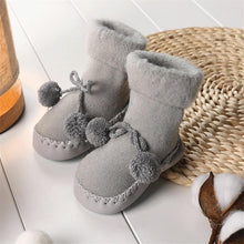 Load image into Gallery viewer, Warm Baby Shoes Newborn Autumn Winter Children Anti Slip Soft Solid Thicken Comfortable Butterfly Knot Shoes For Boys And Girls
