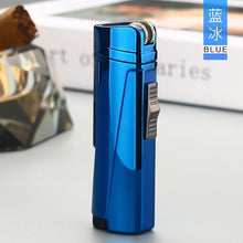Load image into Gallery viewer, NEW Modern Luxury Grinding Wheel Three Torch Turbo Lighters For Cigarettes Accessories Cigar Smoking Lighters New Metal Design

