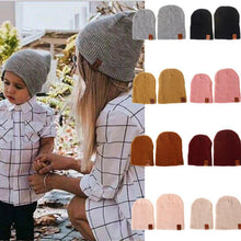 Load image into Gallery viewer, Winter Hats Mom&amp; Dad Women Man Toddle Kids Baby Boy Girl Winter Warm Caps Knit Beanie Hat Adults Kids Caps For Mother and Daughter Summer Cap
