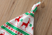 Load image into Gallery viewer, Christmas Romper Bodysuit Pants Hat Set for Newborn Baby Girls/Boys In New Year Holiday Design For Boys and Girls
