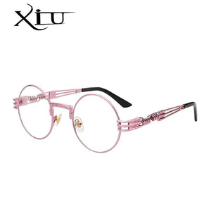 XIU Luxury Metal Sunglasses Men Round Sunglass Steampunk Coating Glasses Vintage Retro Lentes Oculos of Male Sun glasses