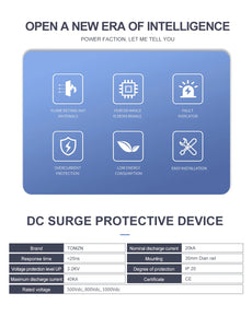 TOMZN SPD DC 1000V 800V 600V 500V 20KA~40KA House Surge Protector Protective Low-voltage Arrester Device