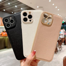 Load image into Gallery viewer, Trendy Slim Leather Case with Full Protection Luxury Leather Textured Case for iPhone 11 12 13 Soft Shockproof Cover Leather Case Compatible with iPhone 12 13 Pro Max Elegant Phone Case
