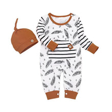 Load image into Gallery viewer, Newborn Baby Clothes Feather Rompers Tops Striped Pants Clothes Outfits Set For Girls And Boys
