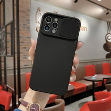 Load image into Gallery viewer, Sliding Lens Protective Silicone Case For iPhone 11 Pro Max Mini 12 Pro 13 Push Cover iphone Slide Camera Cover Case with Camera Lens Protector Cover Silicone Bumper Slim Phone Cover Compatible with iPhone
